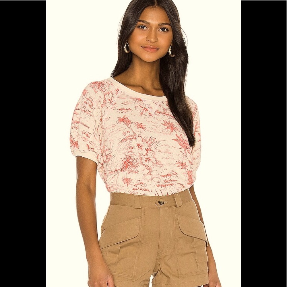 THE GREAT Red Palm puff sleeve short sleeve sweatshirt.  RARE!  Size 3 or large